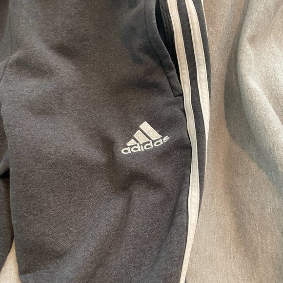Adidas Size Small Grey/White Sweat Pants - Picture 3 of 4